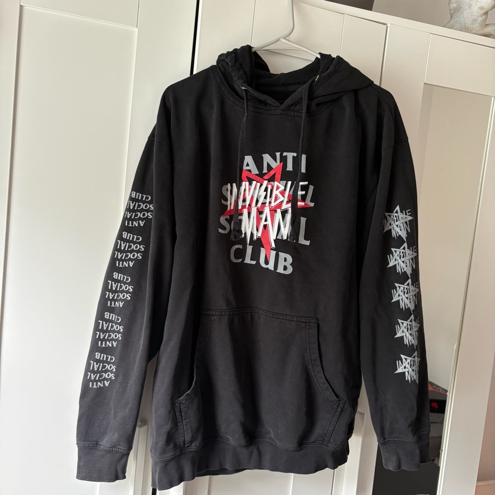 Anti Social Social Club x Invisible Man black and red sweatshirt